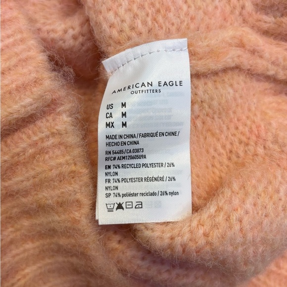 American Eagle NWT Cropped Bow Sweater in Peach Pink, Size Medium 🎀 - Picture 8 of 9